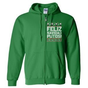 Ugly Mexican Christmas Sweater Feliz Navidad Putos Funny Full Zip Hoodie