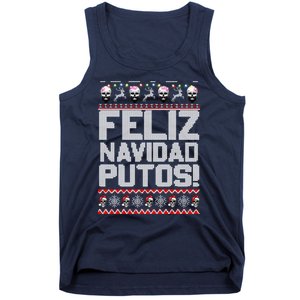 Ugly Mexican Christmas Sweater Feliz Navidad Putos Funny Tank Top