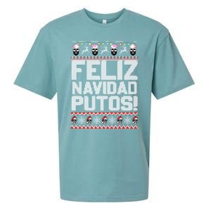 Ugly Mexican Christmas Sweater Feliz Navidad Putos Funny Sueded Cloud Jersey T-Shirt