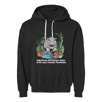 Unbothered Moo Deng Bouncy Pig Garment-Dyed Fleece Hoodie