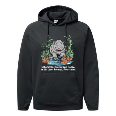 Unbothered Moo Deng Bouncy Pig Performance Fleece Hoodie