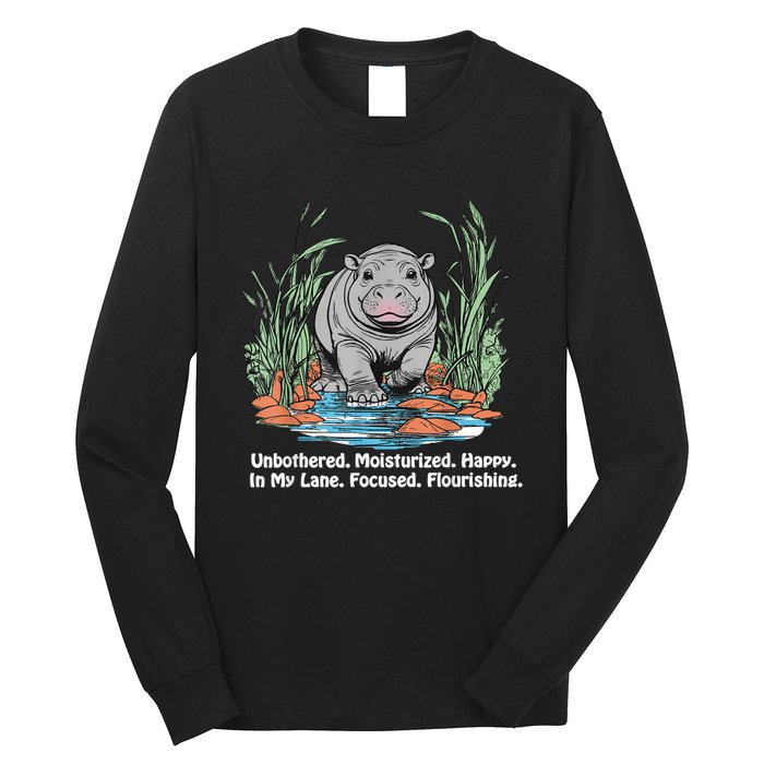 Unbothered Moo Deng Bouncy Pig Long Sleeve Shirt