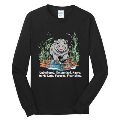 Unbothered Moo Deng Bouncy Pig Tall Long Sleeve T-Shirt