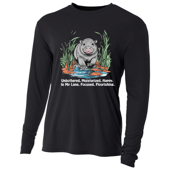 Unbothered Moo Deng Bouncy Pig Cooling Performance Long Sleeve Crew