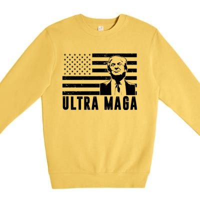 Ultra Maga Donald Trump Usa Flag Premium Crewneck Sweatshirt