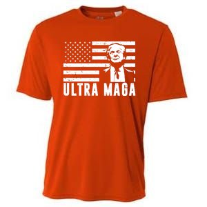 Ultra Maga Donald Trump Usa Flag Cooling Performance Crew T-Shirt