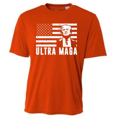 Ultra Maga Donald Trump Usa Flag Cooling Performance Crew T-Shirt