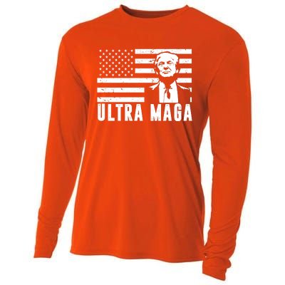 Ultra Maga Donald Trump Usa Flag Cooling Performance Long Sleeve Crew