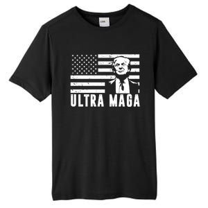 Ultra Maga Donald Trump Usa Flag Tall Fusion ChromaSoft Performance T-Shirt