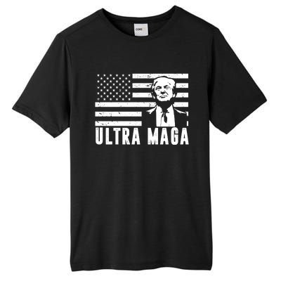 Ultra Maga Donald Trump Usa Flag Tall Fusion ChromaSoft Performance T-Shirt