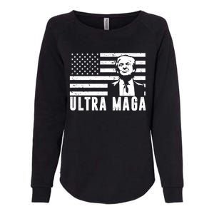 Ultra Maga Donald Trump Usa Flag Womens California Wash Sweatshirt