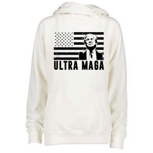 Ultra Maga Donald Trump Usa Flag Womens Funnel Neck Pullover Hood