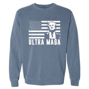 Ultra Maga Donald Trump Usa Flag Garment-Dyed Sweatshirt