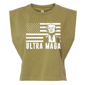 Ultra Maga Donald Trump Usa Flag Garment-Dyed Women's Muscle Tee