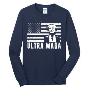 Ultra Maga Donald Trump Usa Flag Tall Long Sleeve T-Shirt