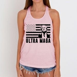 Ultra Maga Donald Trump Usa Flag Women's Knotted Racerback Tank