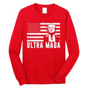 Ultra Maga Donald Trump Usa Flag Long Sleeve Shirt