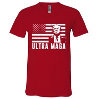 Ultra Maga Donald Trump Usa Flag V-Neck T-Shirt