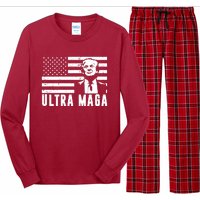 Ultra Maga Donald Trump Usa Flag Long Sleeve Pajama Set