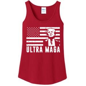 Ultra Maga Donald Trump Usa Flag Ladies Essential Tank