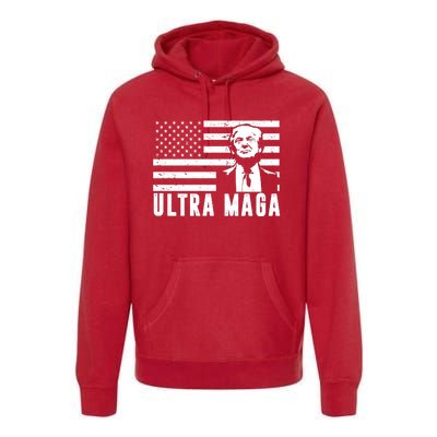 Ultra Maga Donald Trump Usa Flag Premium Hoodie