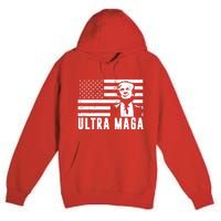 Ultra Maga Donald Trump Usa Flag Premium Pullover Hoodie