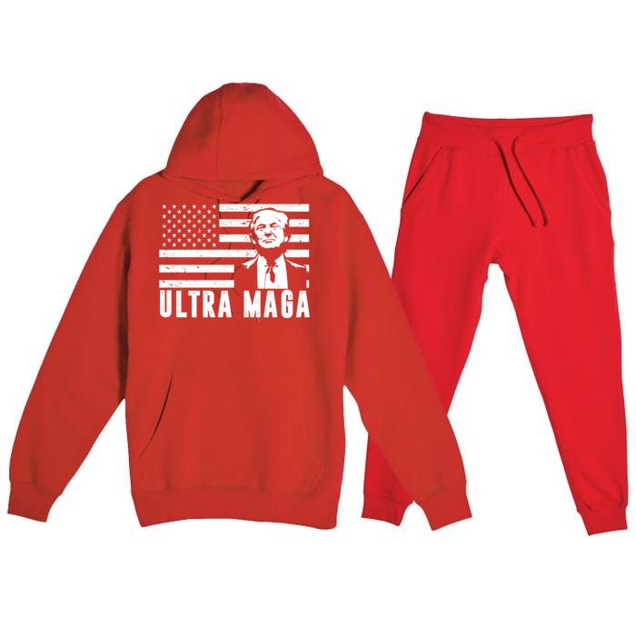 Ultra Maga Donald Trump Usa Flag Premium Hooded Sweatsuit Set