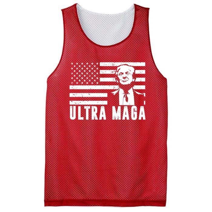 Ultra Maga Donald Trump Usa Flag Mesh Reversible Basketball Jersey Tank