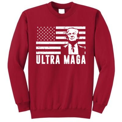 Ultra Maga Donald Trump Usa Flag Tall Sweatshirt