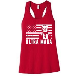 Ultra Maga Donald Trump Usa Flag Women's Racerback Tank