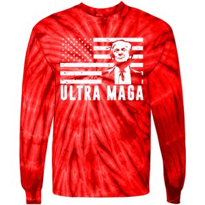 Ultra Maga Donald Trump Usa Flag Tie-Dye Long Sleeve Shirt