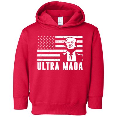 Ultra Maga Donald Trump Usa Flag Toddler Hoodie