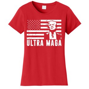 Ultra Maga Donald Trump Usa Flag Women's T-Shirt