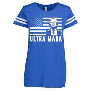 Ultra Maga Donald Trump Usa Flag Enza Ladies Jersey Football T-Shirt