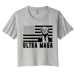 Ultra Maga Donald Trump Usa Flag Women's Crop Top Tee