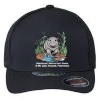 Unbothered Moo Deng Bouncy Pig Meme Cute Baby Hippo Viral Flexfit Unipanel Trucker Cap