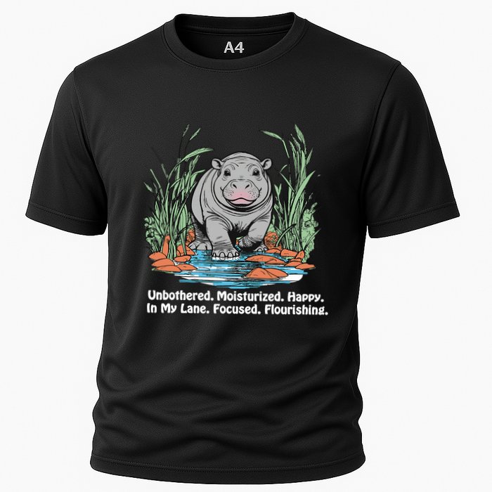 Unbothered Moo Deng Bouncy Pig Meme Cute Baby Hippo Viral Performance Shirt