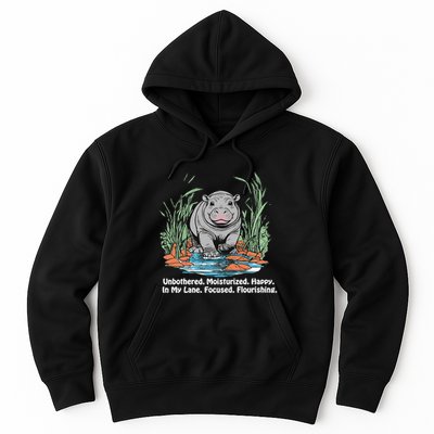 Unbothered Moo Deng Bouncy Pig Meme Cute Baby Hippo Viral Hoodie