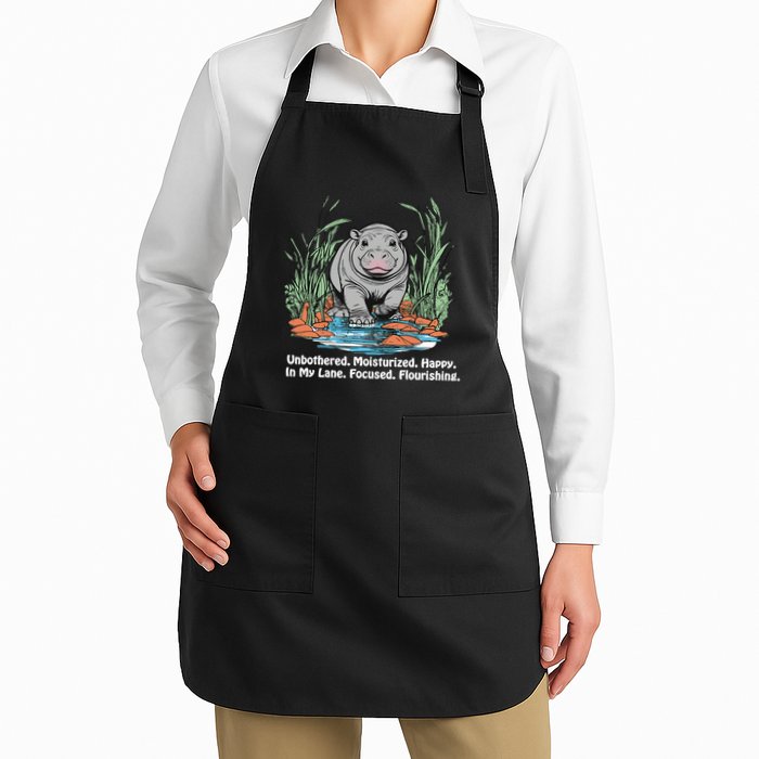 Unbothered Moo Deng Bouncy Pig Meme Cute Baby Hippo Viral Apron