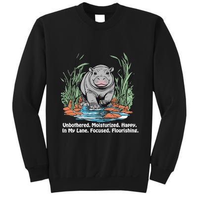 Unbothered Moo Deng Bouncy Pig Meme Cute Baby Hippo Viral Sweatshirt