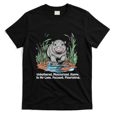 Unbothered Moo Deng Bouncy Pig Meme Cute Baby Hippo Viral T-Shirt
