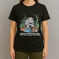 Unbothered Moo Deng Bouncy Pig Meme Cute Baby Hippo Viral T-Shirt