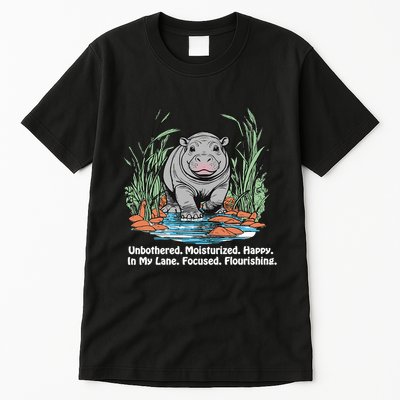 Unbothered Moo Deng Bouncy Pig Meme Cute Baby Hippo Viral Tall T-Shirt