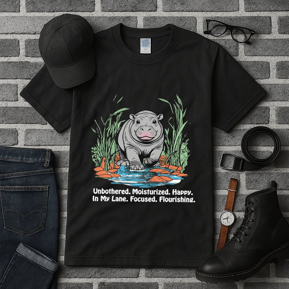 Unbothered Moo Deng Bouncy Pig Meme Cute Baby Hippo Viral Tall T-Shirt