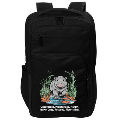 Unbothered Moo Deng Bouncy Pig Meme Cute Baby Hippo Viral Impact Tech Backpack