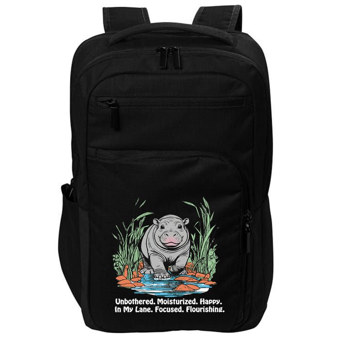 Unbothered Moo Deng Bouncy Pig Meme Cute Baby Hippo Viral Impact Tech Backpack