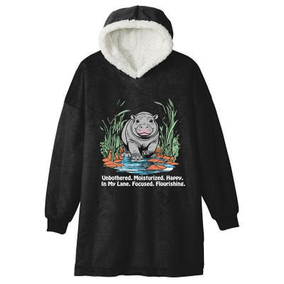 Unbothered Moo Deng Bouncy Pig Meme Cute Baby Hippo Viral Hooded Wearable Blanket