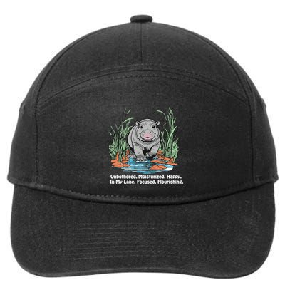 Unbothered Moo Deng Bouncy Pig Meme Cute Baby Hippo Viral 7-Panel Snapback Hat
