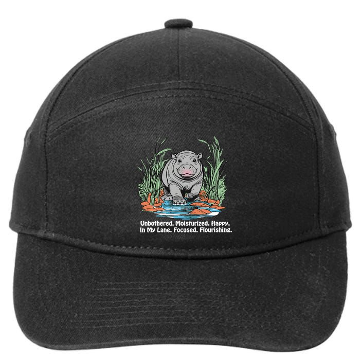 Unbothered Moo Deng Bouncy Pig Meme Cute Baby Hippo Viral 7-Panel Snapback Hat
