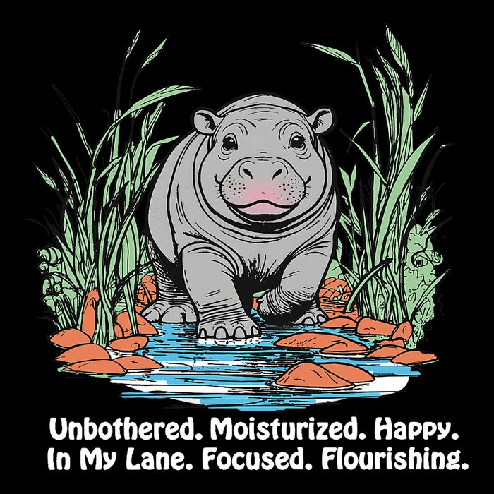 Unbothered Moo Deng Bouncy Pig Meme Cute Baby Hippo Viral 7-Panel Snapback Hat